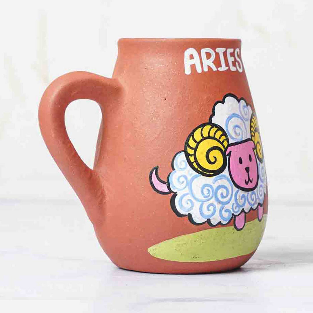 Personalized Hand-painted Aries Zodiac Sign Terracotta Mug