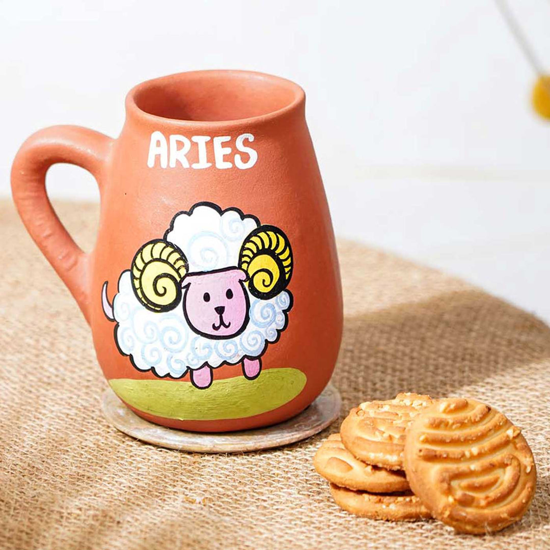 Personalized Hand-painted Aries Zodiac Sign Terracotta Mug