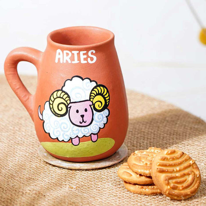 Personalized Hand-painted Aries Zodiac Sign Terracotta Mug