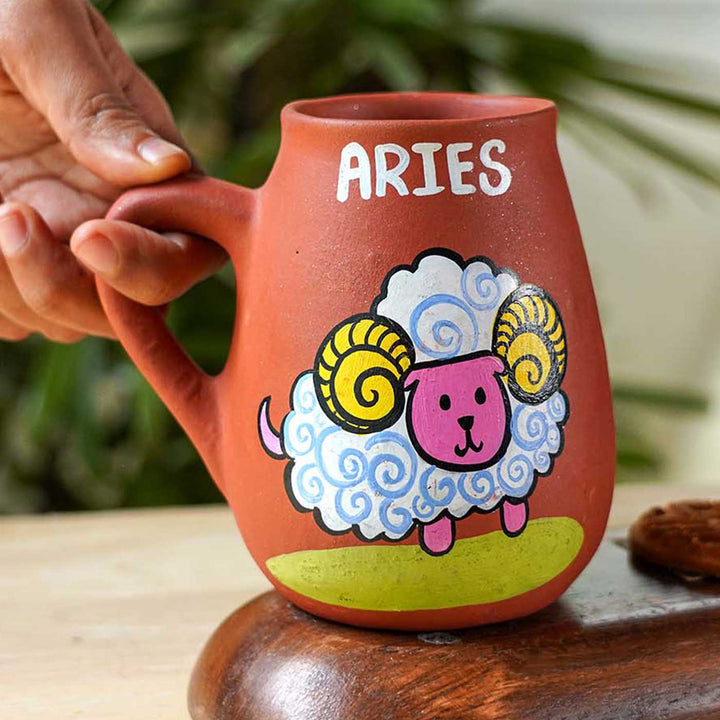 Personalized Hand-painted Aries Zodiac Sign Terracotta Mug