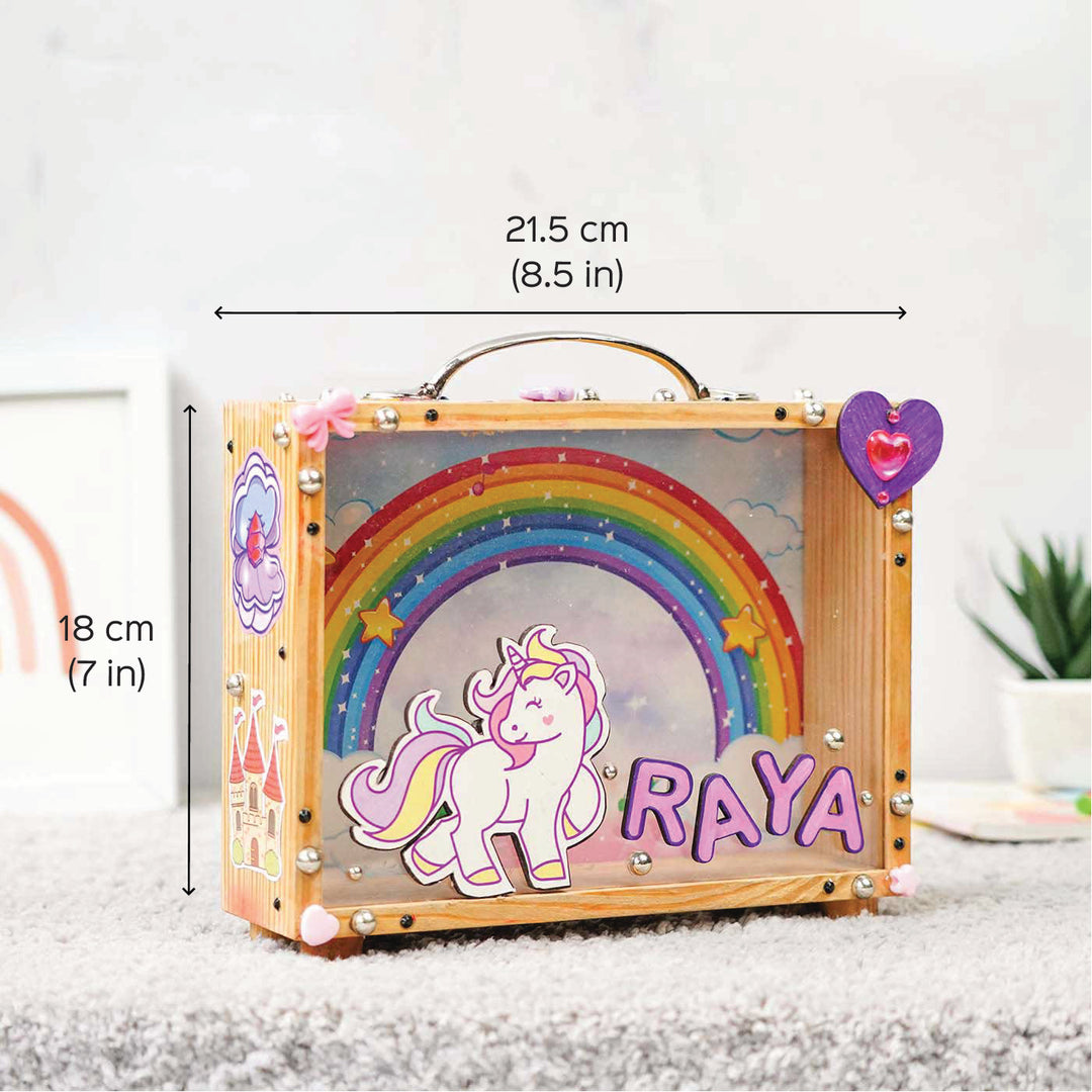 Personalized Unicorn Theme Acrylic Piggy Bank For Kids