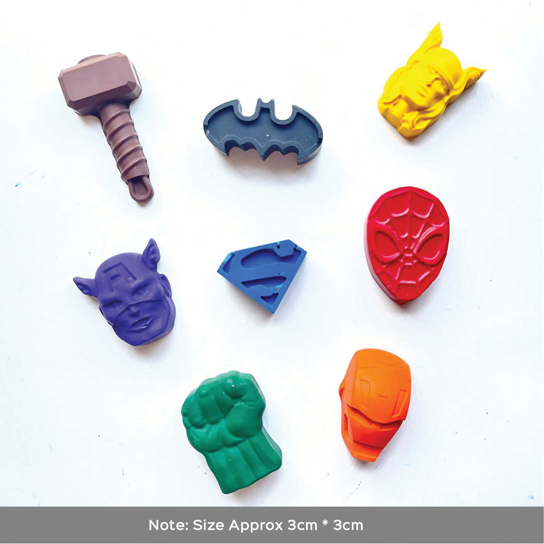 Handmade Superhero Theme Non-Toxic Wax Crayons for Kids | Set Of 8