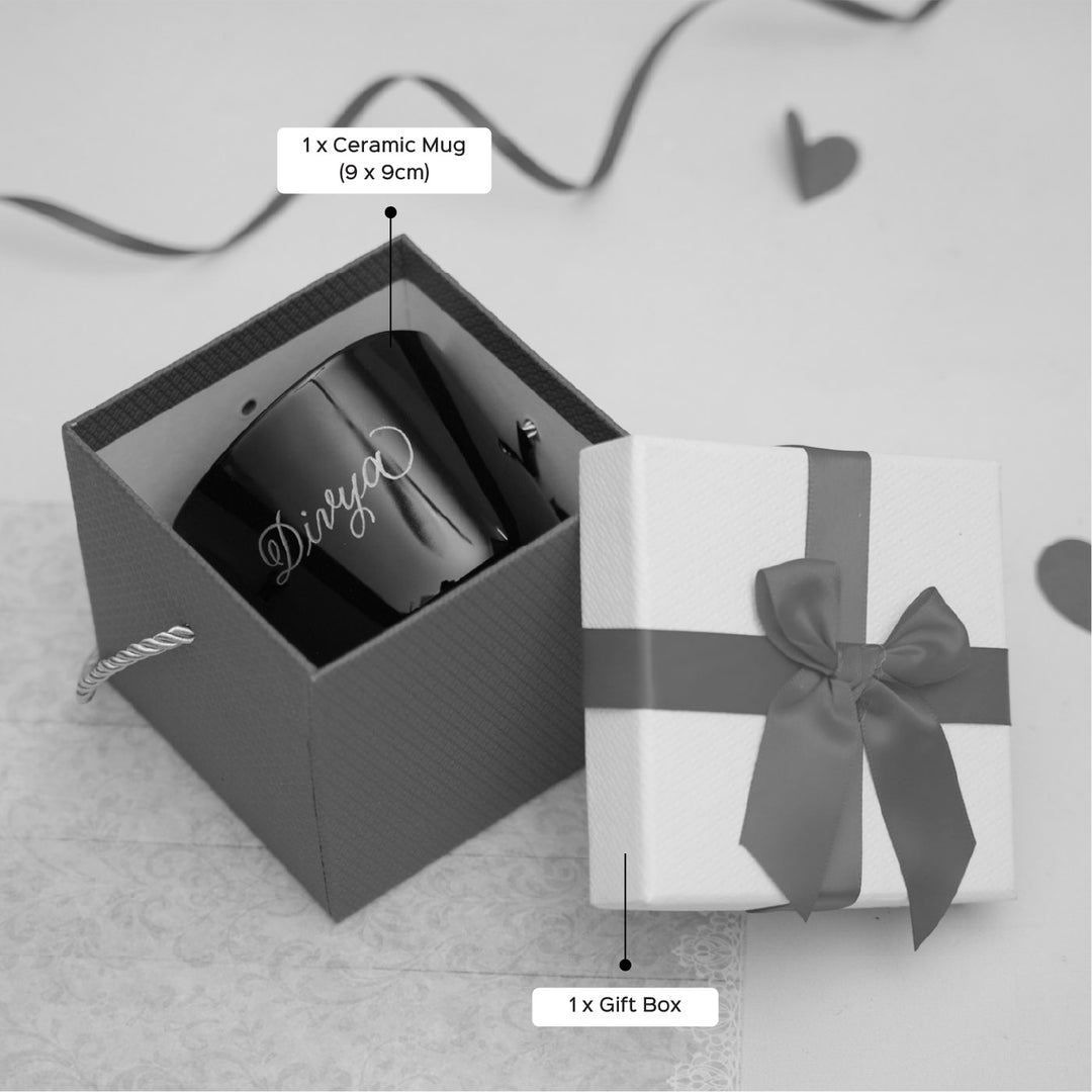 Personalized Black Engraved Ceramic Mug With Gift Box