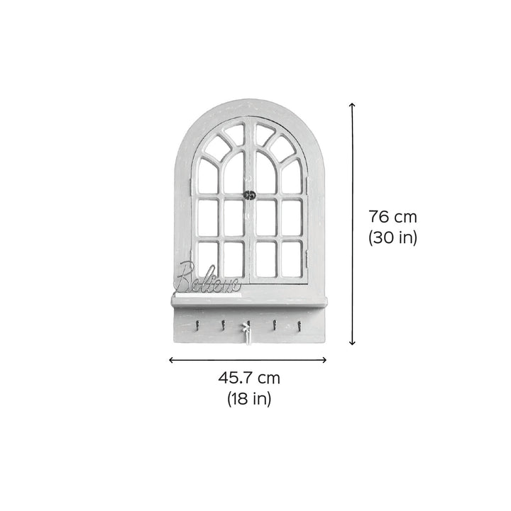 Handmade Cottage Wooden Window Frame With Shelf & Key Holder