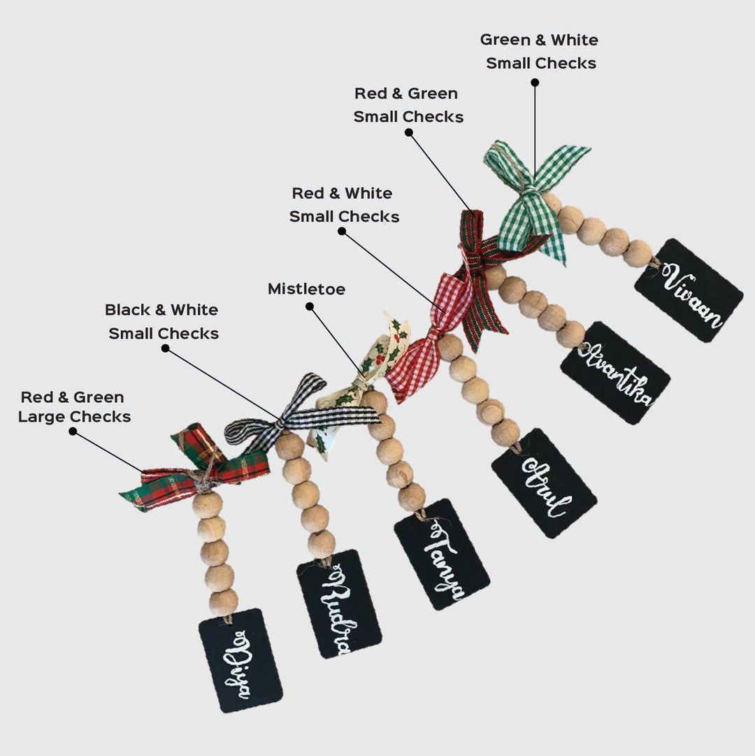 Personalized Bow & Beads Ornament For Christmas Tree Decoration