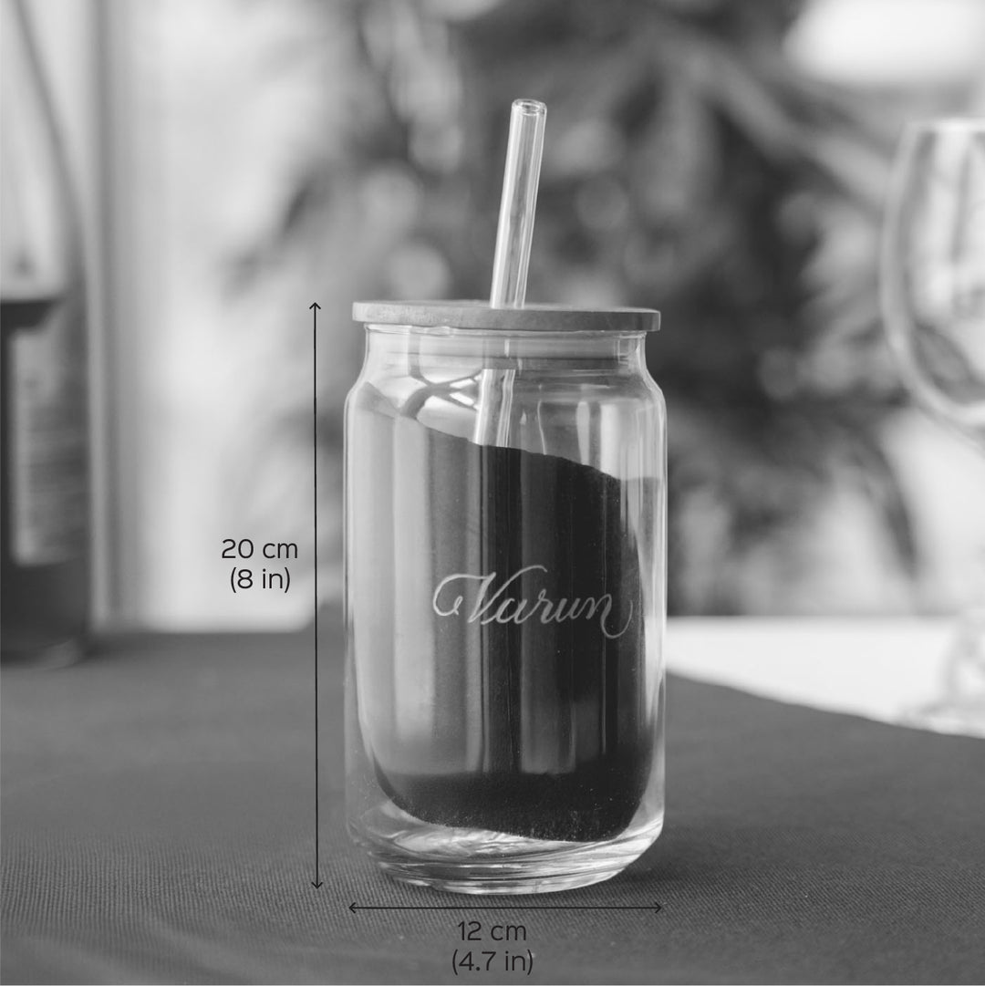 Personalized Engraved Glass Sipper With Straw