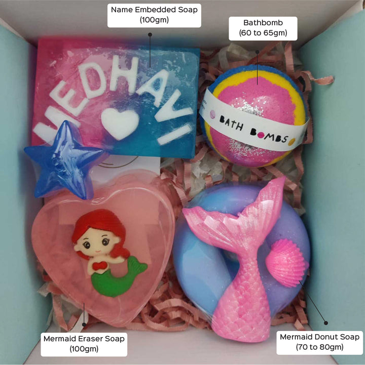 Personalized Handmade Mermaid Theme Shea Butter Gift Hamper | Set Of 4