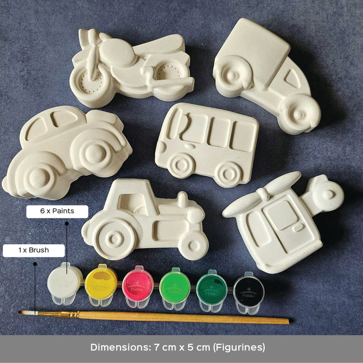 Assorted Ready to Paint Vehicle Theme Clay Diy Kit