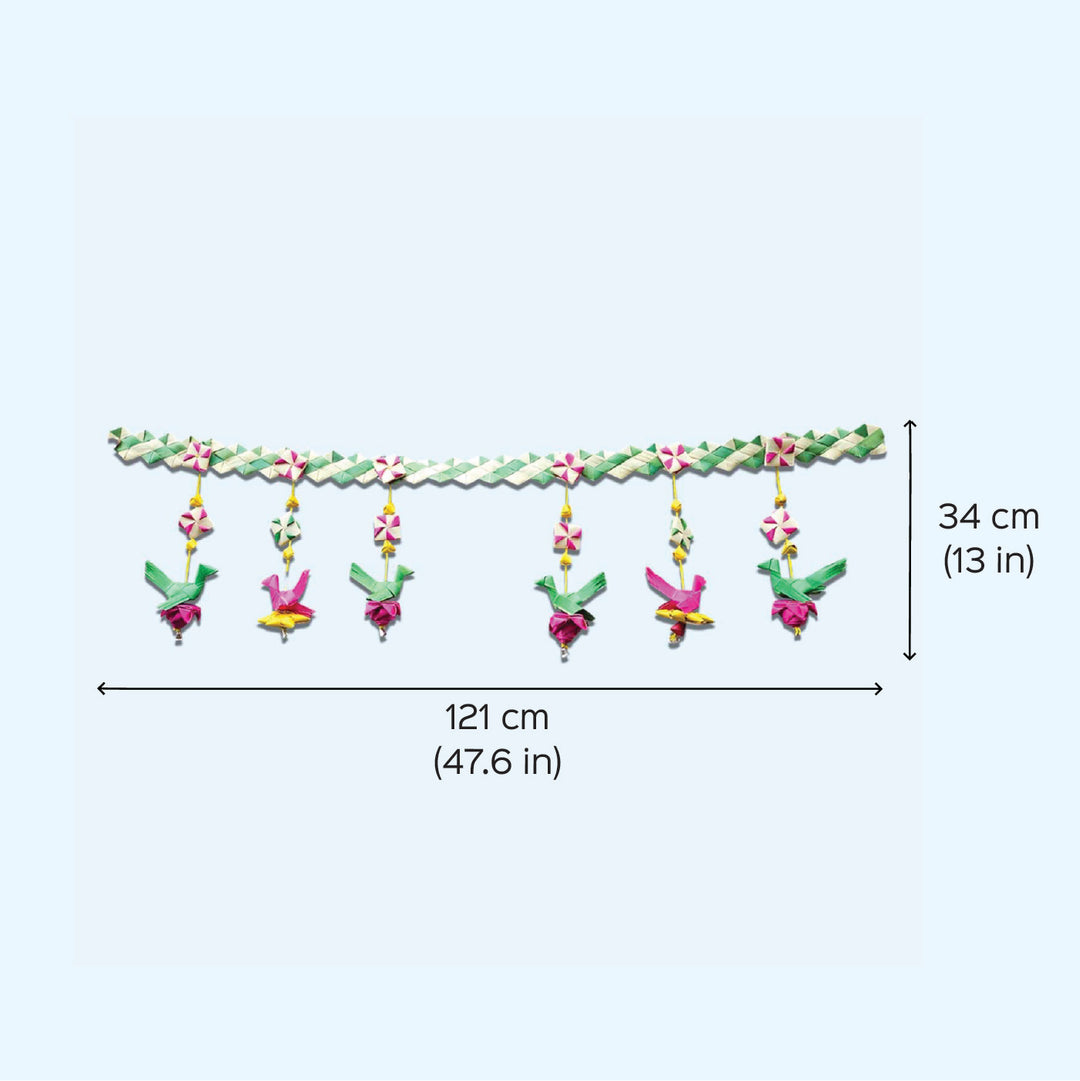 Handmade Diwali Decor Palm Leaf Parrot Toran