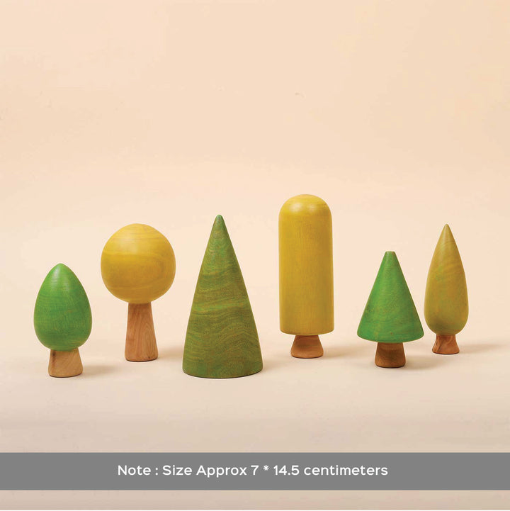 Hand-Painted Mini Wooden Forest Tree Toys | Set Of 6