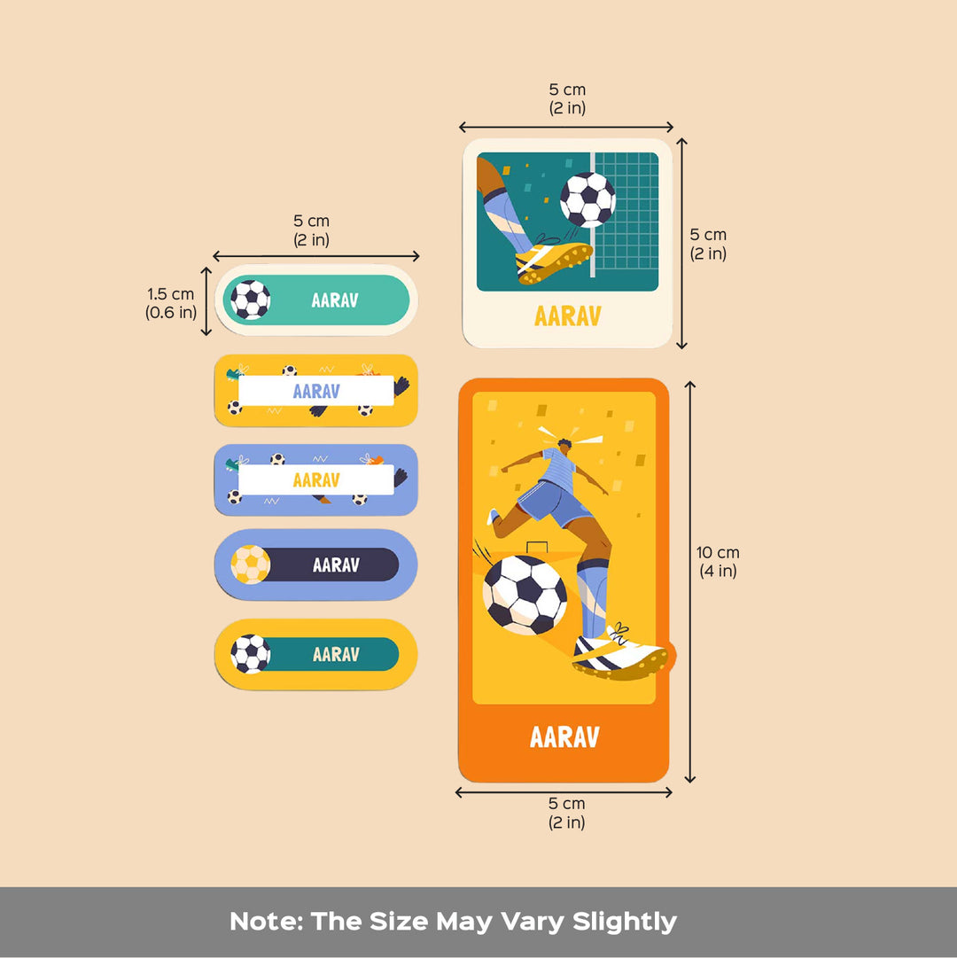 Personalized Football Goals Boy Theme Sticker Sheet | 40 Stickers