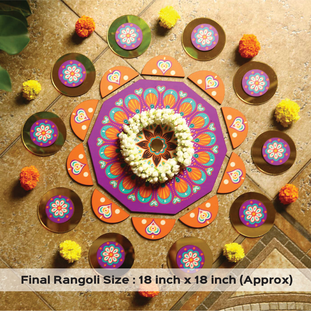 Reusable 17 Piece Ainakar MDF Wood Rangoli