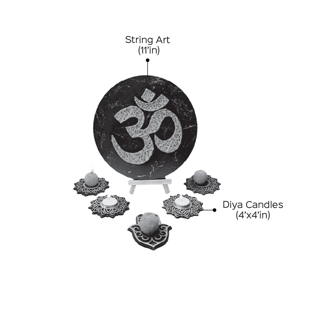 Handmade Om String Art with Tealight Holders | Set Of 6