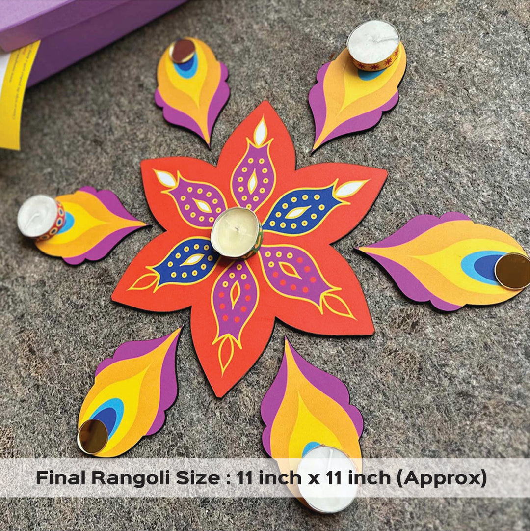 Reusable 7 Piece Deepam MDF Wood Rangoli