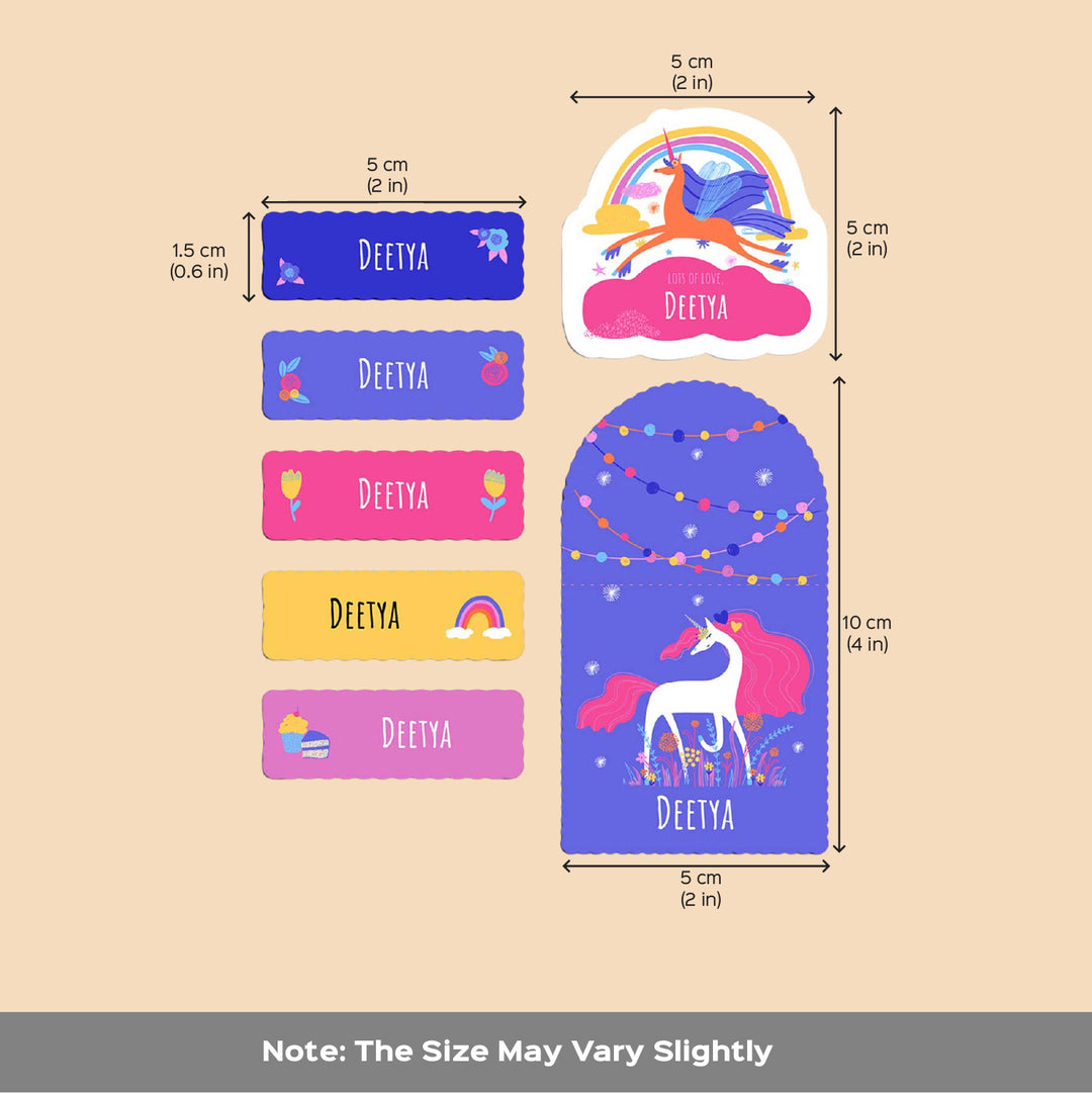 Personalized Magical Unicorn Theme Sticker Sheet | 40 Stickers