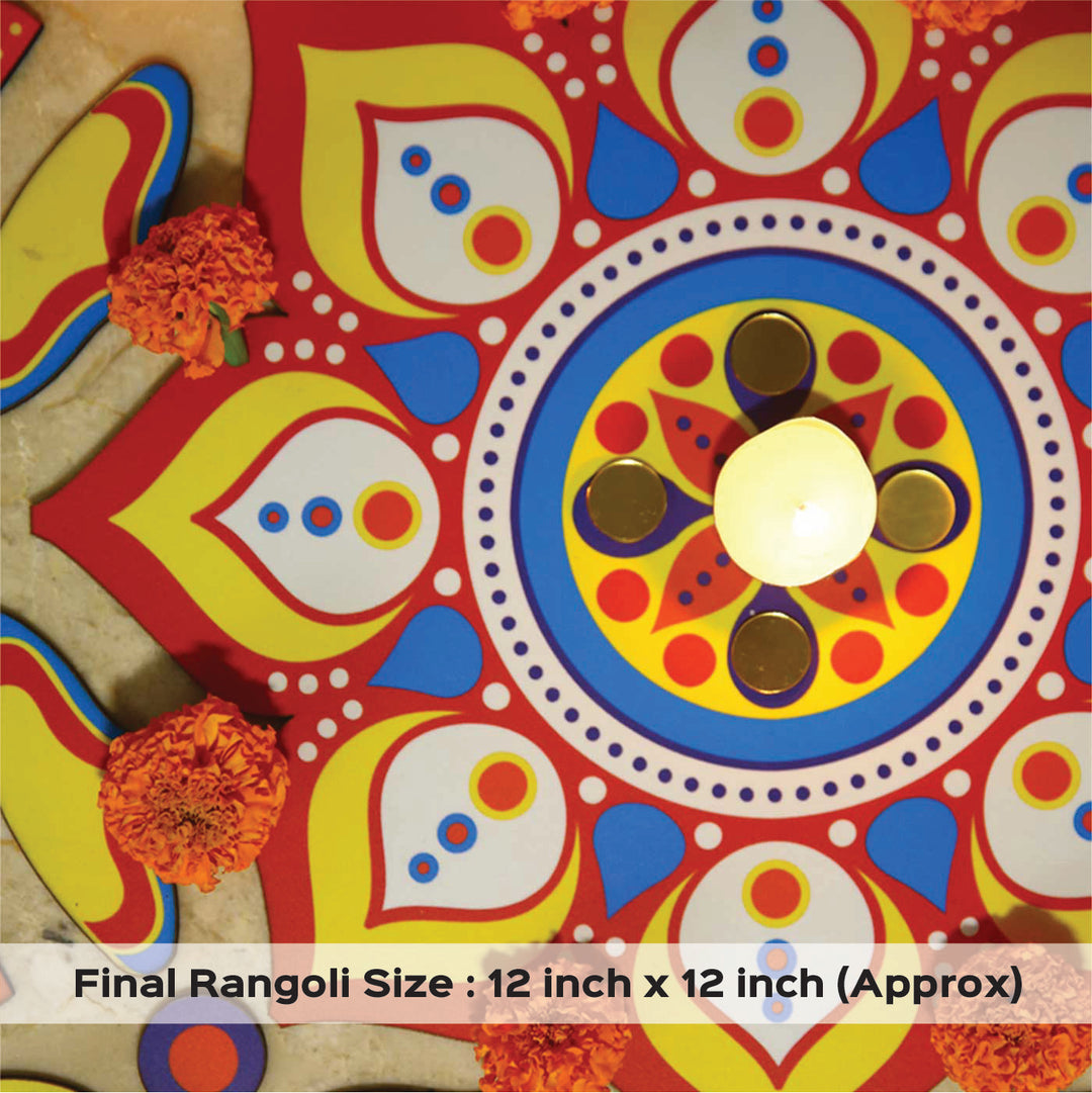 Reusable 17 Piece Mini Mandala MDF Wood Rangoli