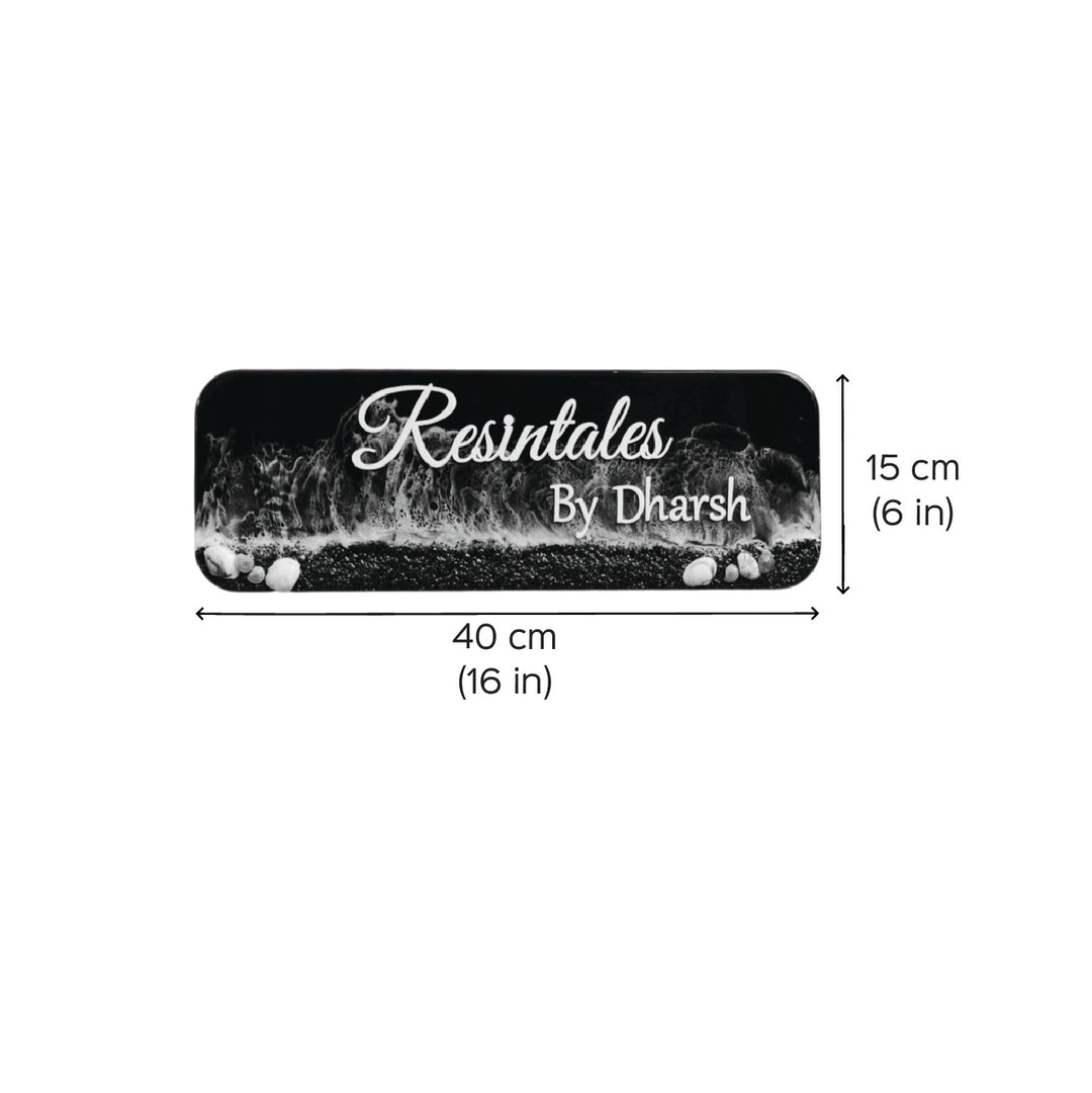 Personalized Black Beach Theme Resin Name Plate For Couples