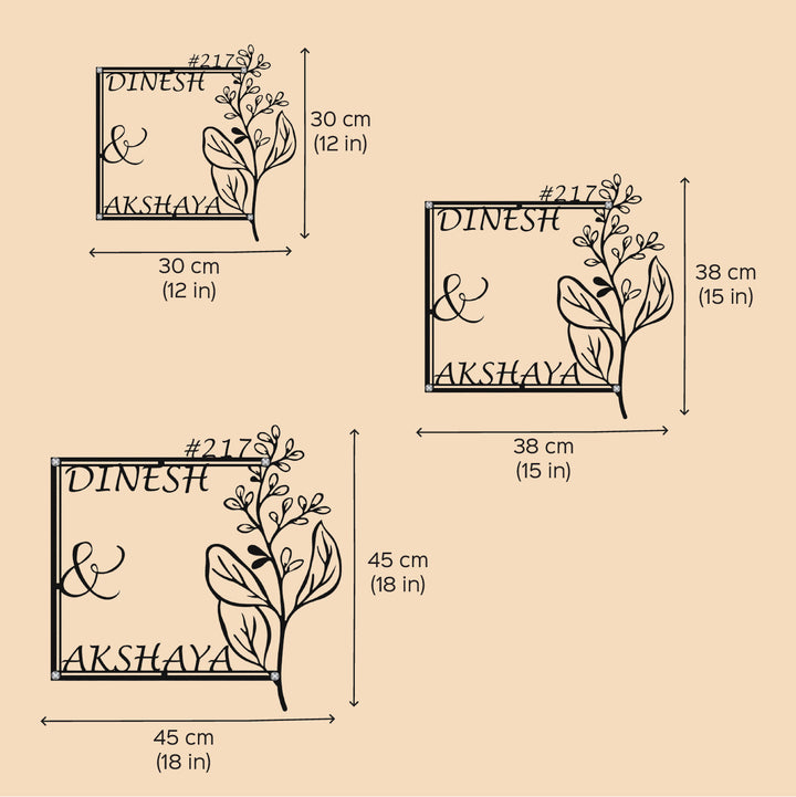 Personalized Laser Cut Floral Theme Steel Name Plate