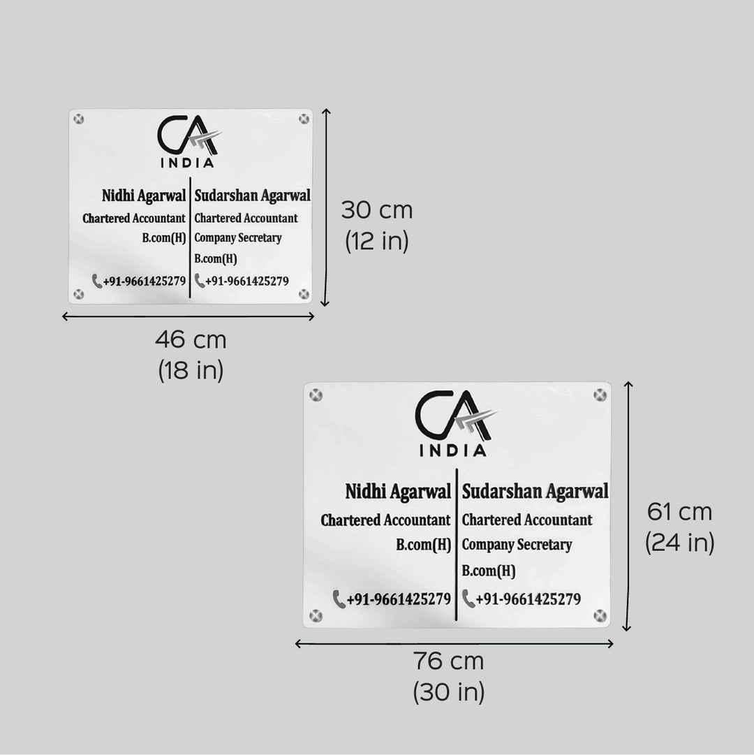 Personalized Waterproof Chartered Accountant Acrylic Name Plate