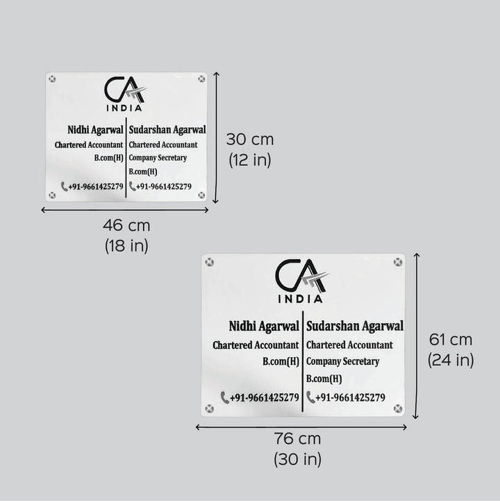 Personalized Waterproof Chartered Accountant Acrylic Name Plate