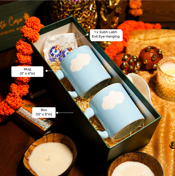 Premium Puffy Cloud Diwali Ceramic Gift Hamper | Set Of 3