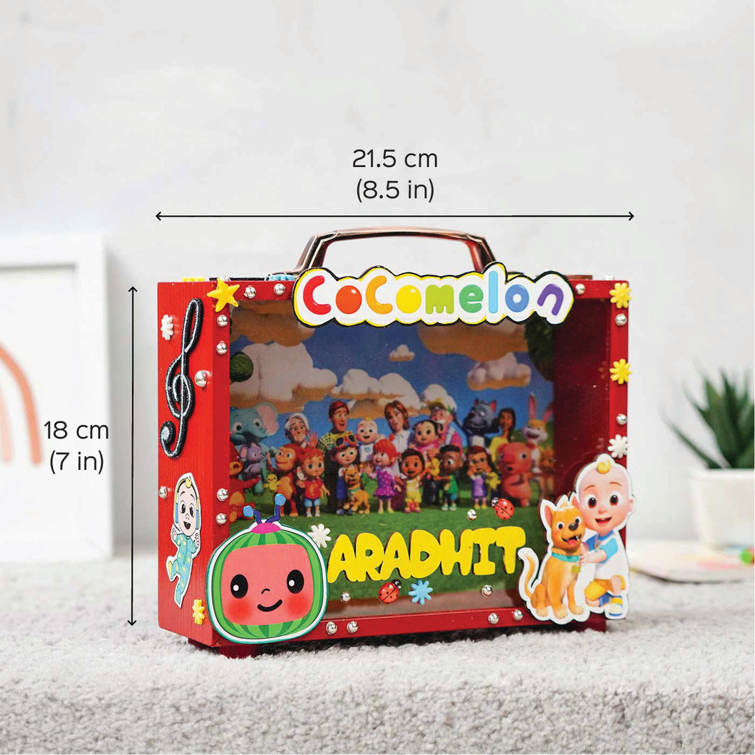 Personalized Cocomelon Theme Acrylic Piggy Bank For Kids