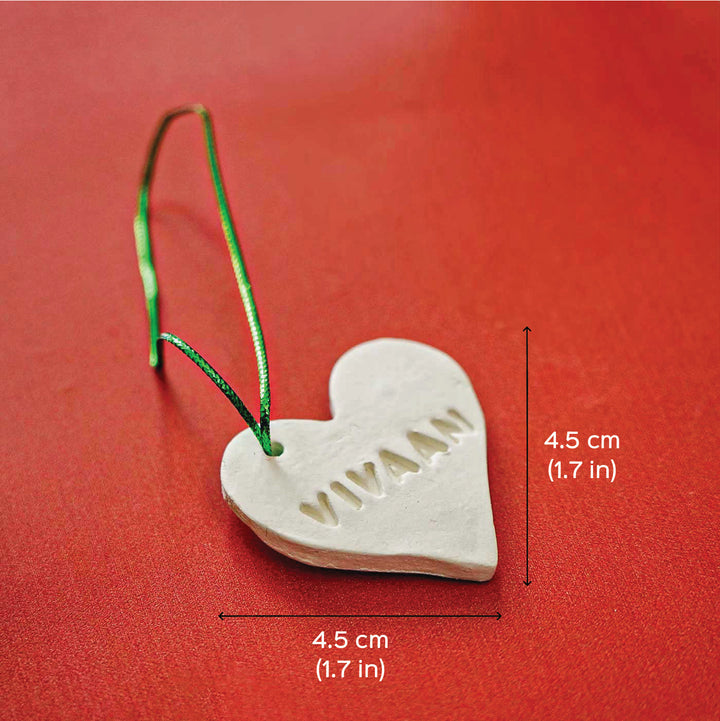 Personalized Heart Embossed Clay Ornament For Christmas Tree Decoration