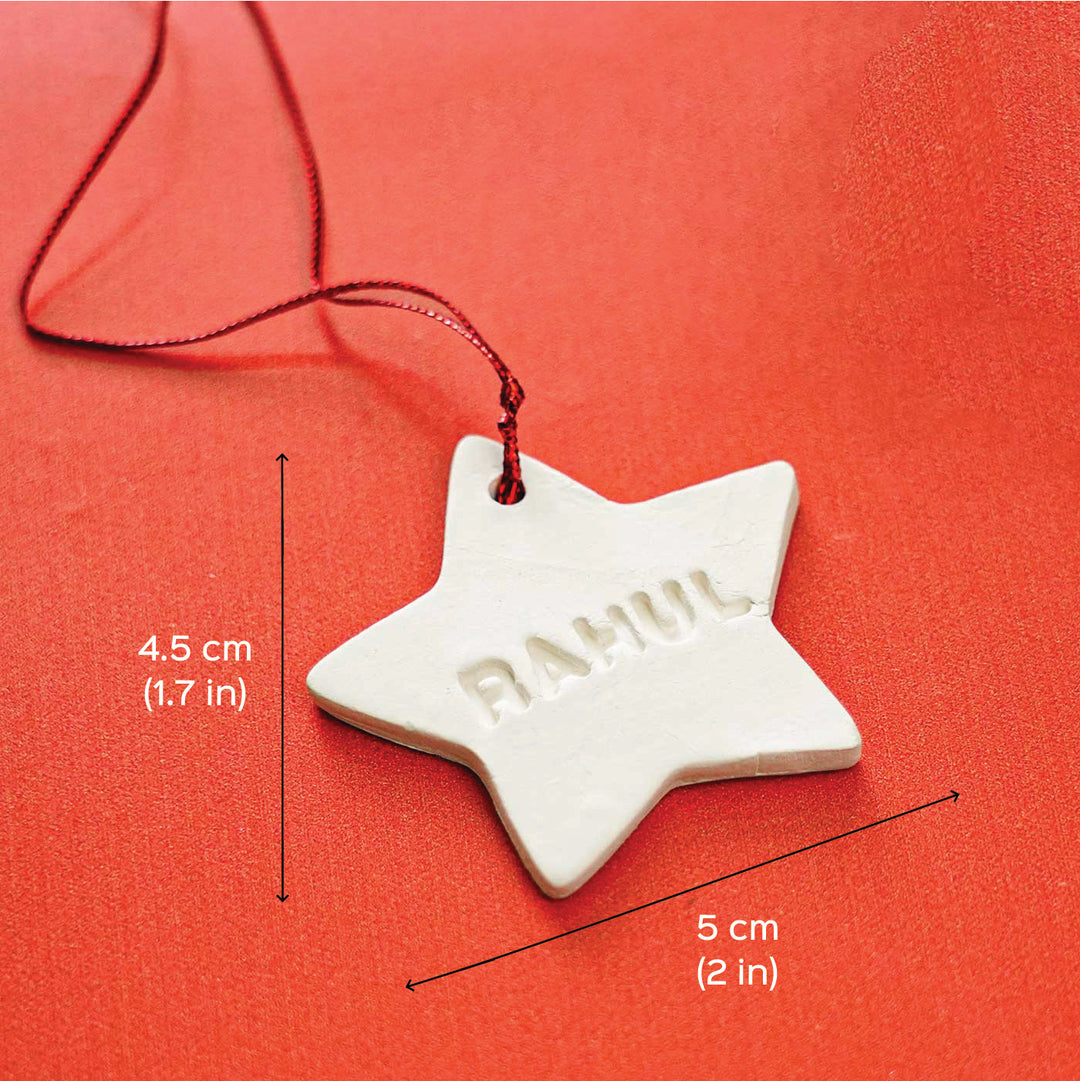 Personalized Star Embossed Clay Ornament For Christmas Tree Decoration