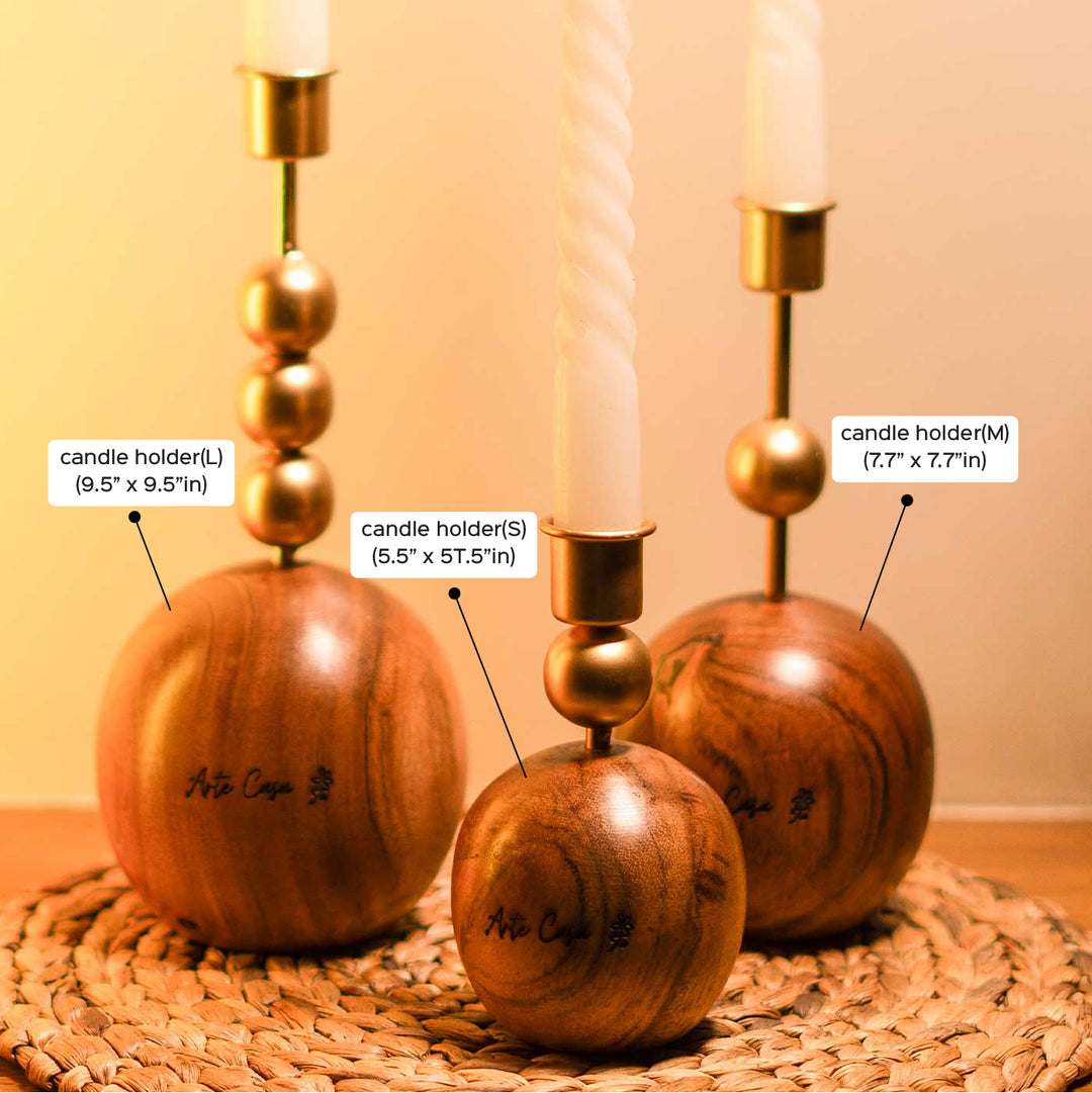 Round Wood And Metal Harmony Candle Holder | Set Of 3