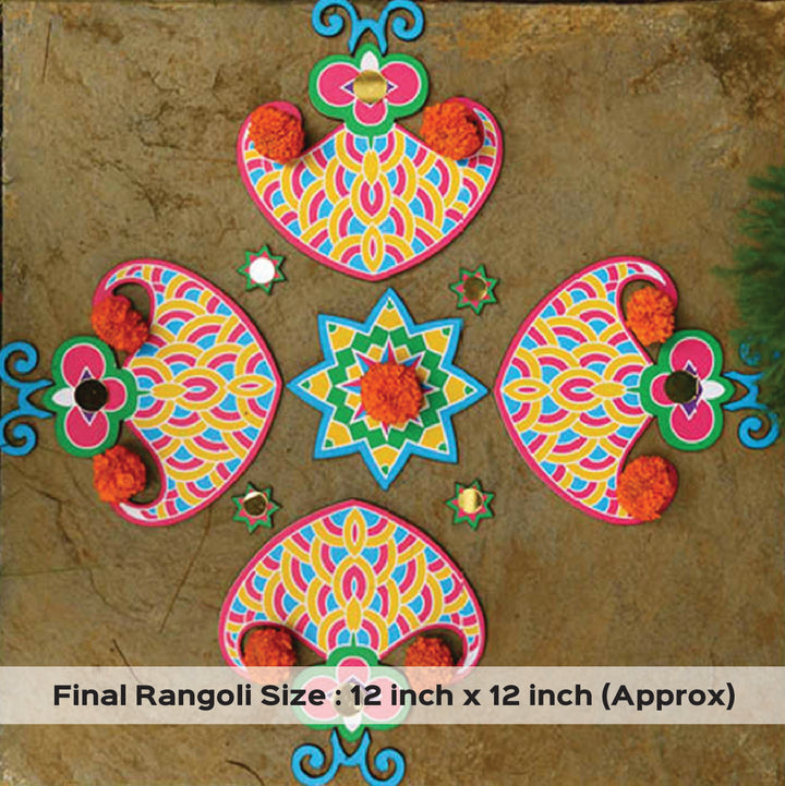 Reusable 17 Piece Mini Matsya MDF Wood Rangoli