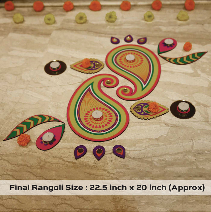 Reusable 17 Piece Rasal MDF Wood Rangoli