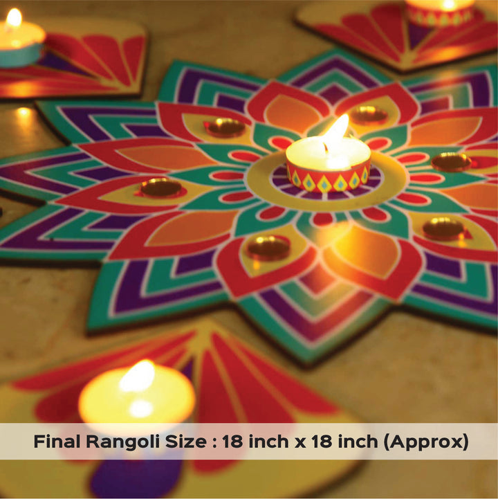 Reusable 13 Piece Mini Sitara MDF Wood Rangoli