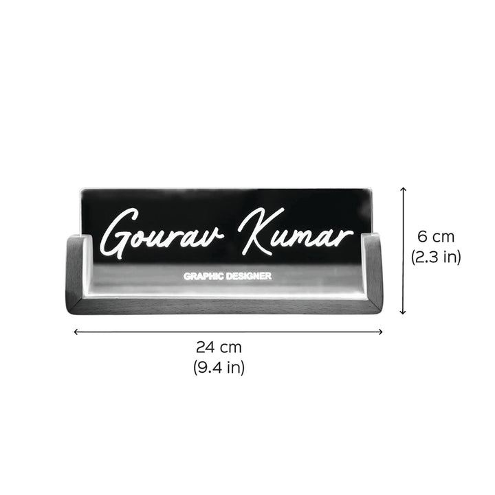 Personalized Profession Sleek Glass Desk Nameplate With LED Light