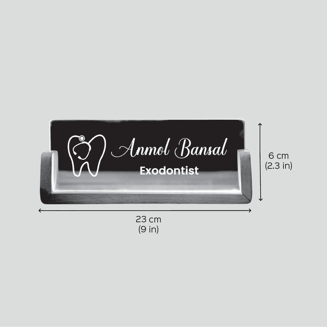 Personalized Chartered Accountant Sleek Glass Desk Nameplate With LED Light