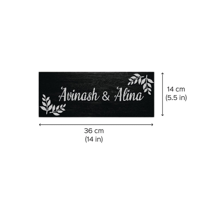 Personalized Printed Wooden Floral Nameplate For Couples