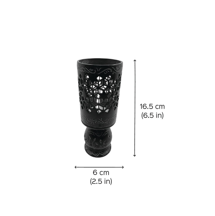 Handmade Black Hamiz Modern Lattice Candle Holder