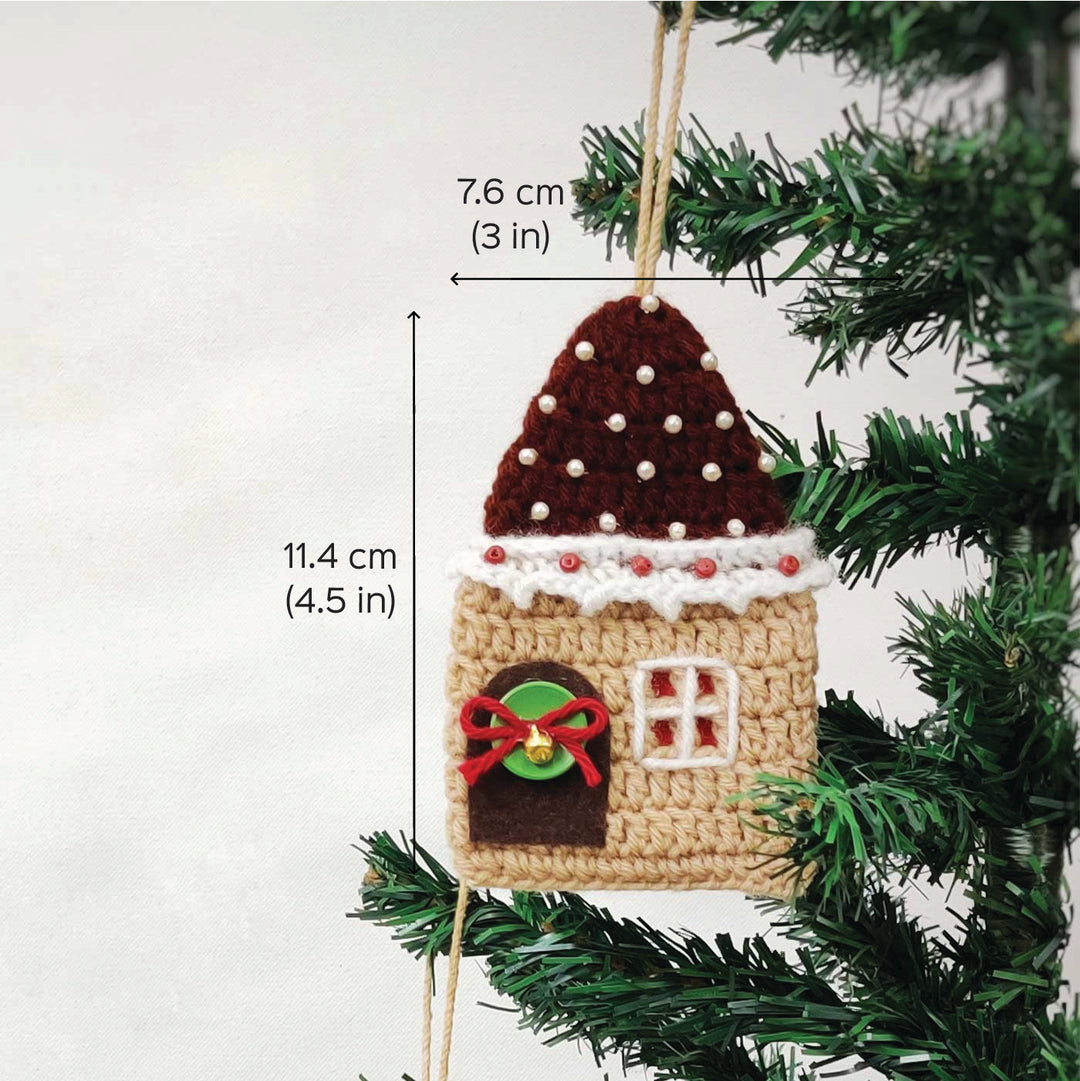 Handmade House Crochet Ornaments For Christmas Tree Decoration | Set Of 2