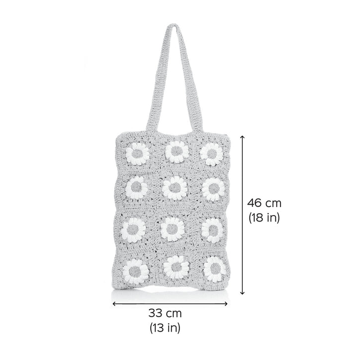 Handmade Crochet Blue Daisy Tote Bag