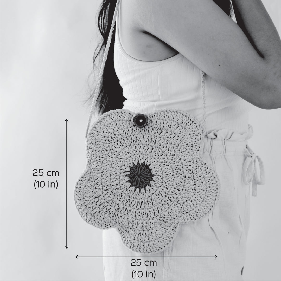 Handmade Crochet Flower Sling Bag