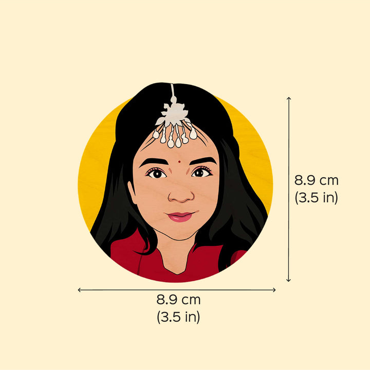 Personalised Printed Round Caricature Fridge Magnet