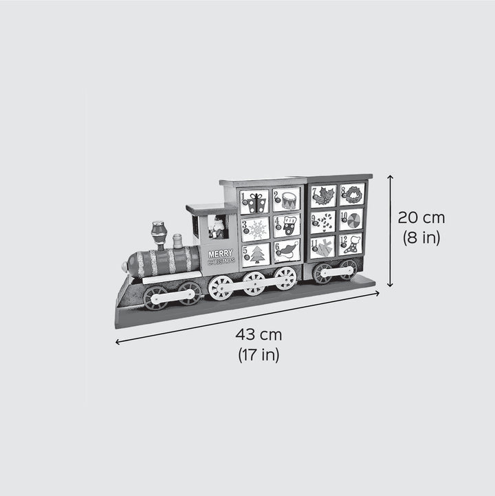 Train Shape Advent Calendar Wooden Decor For Christmas Table Decoration