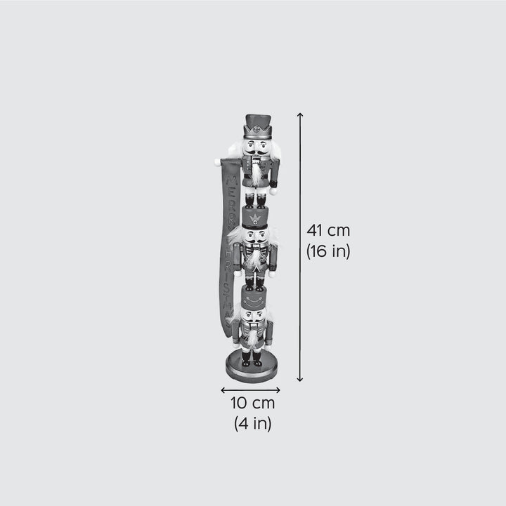 3-Tier Stacked Nutcracker Wooden Decor For Christmas Table Decoration