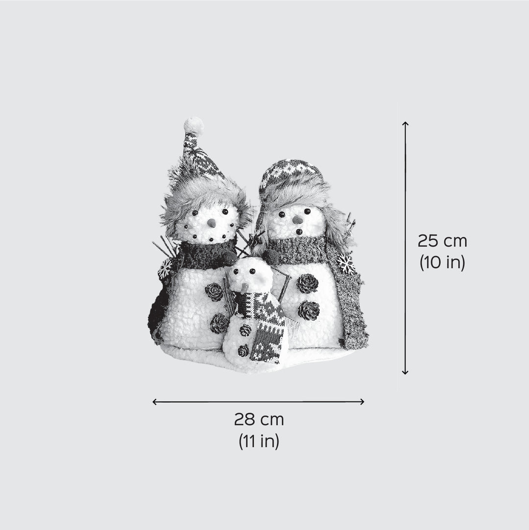 Plush Snowman Trio Family Woolen Decor For Christmas Table Decoration