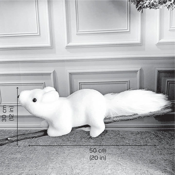 Winter Squirrel With Twig Stem Woolen Decor For Christmas Table Decoration