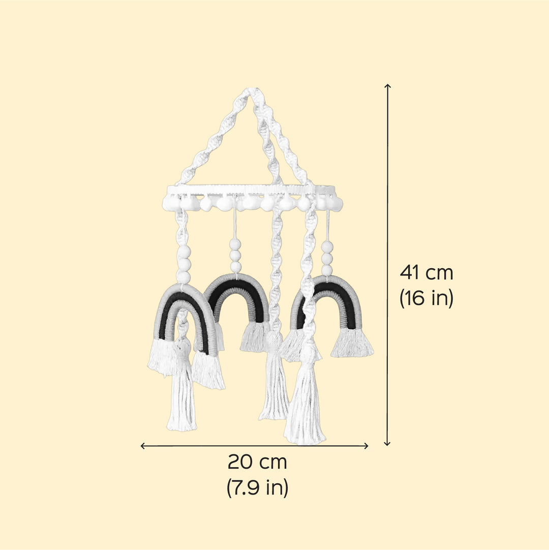 Handmade Rainbow Macrame Felt Cot Mobile For Newborns