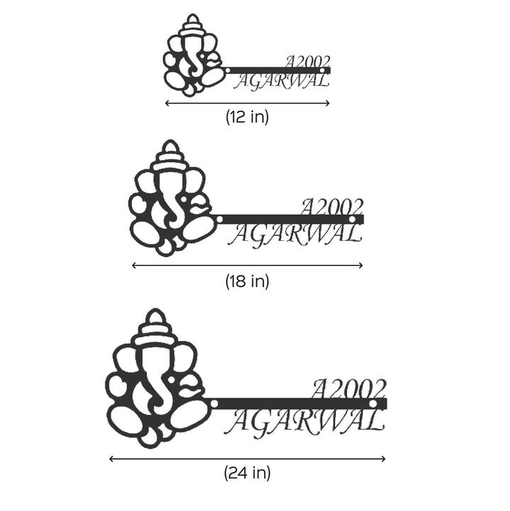 Personalized Ganesha Laser Cut Metal Name Plate