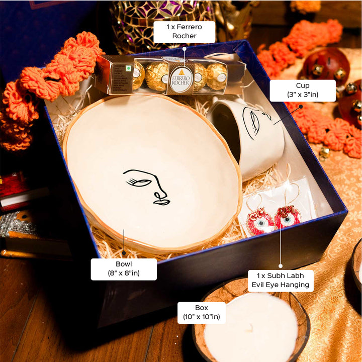 Premium Abstract Harmony Diwali Ceramic Gift Hamper | Set Of 4