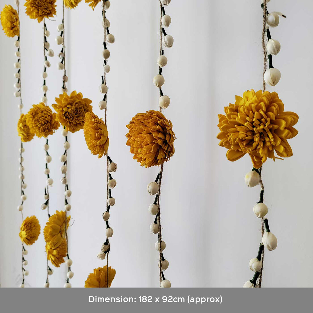 Handmade Yellow Zinnia & Jasmine Background Hanging