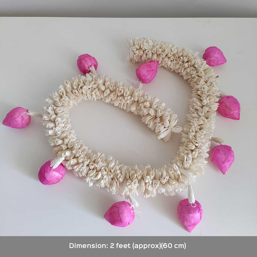 Handmade White & Pink Lotus Buds Toran