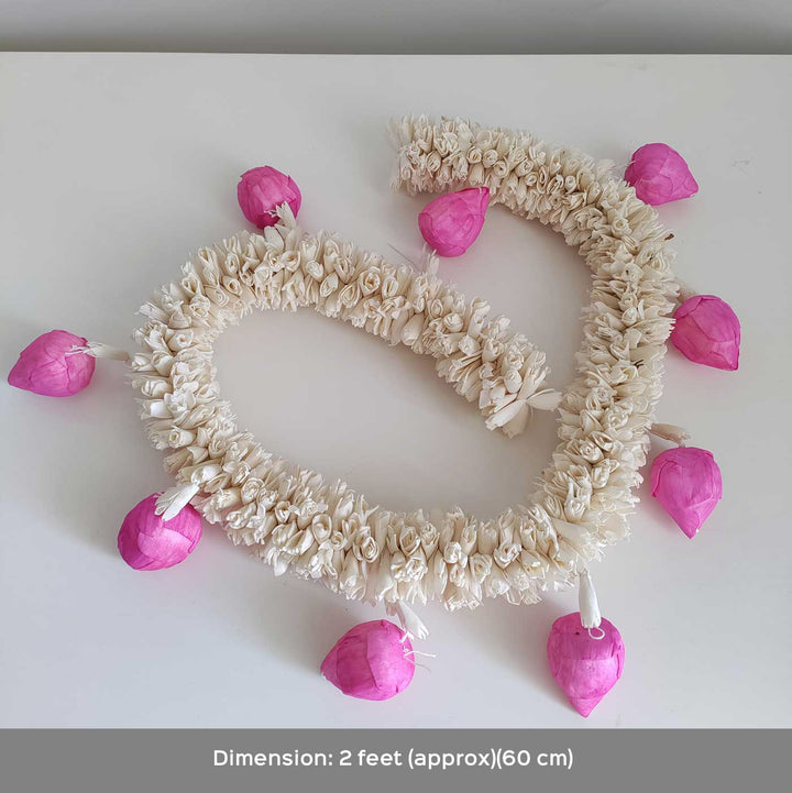 Handmade White & Pink Lotus Buds Toran